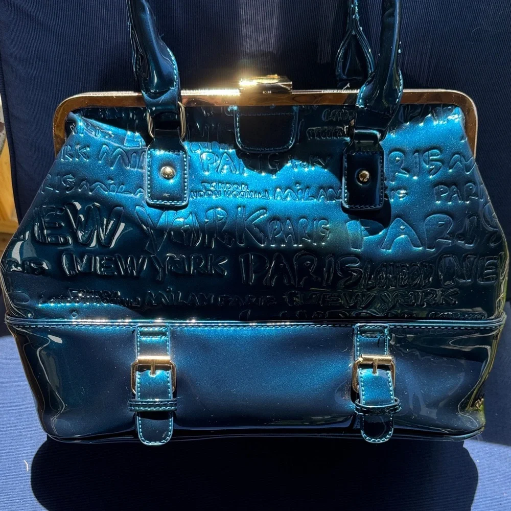 Louis Vuitton Shiny Blue Embossed Satchel - Picture 2 of 9